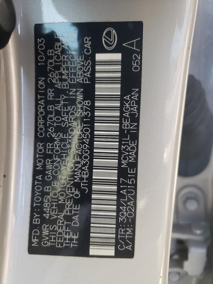 JTHBA30G945011378 2004 Lexus Es 330