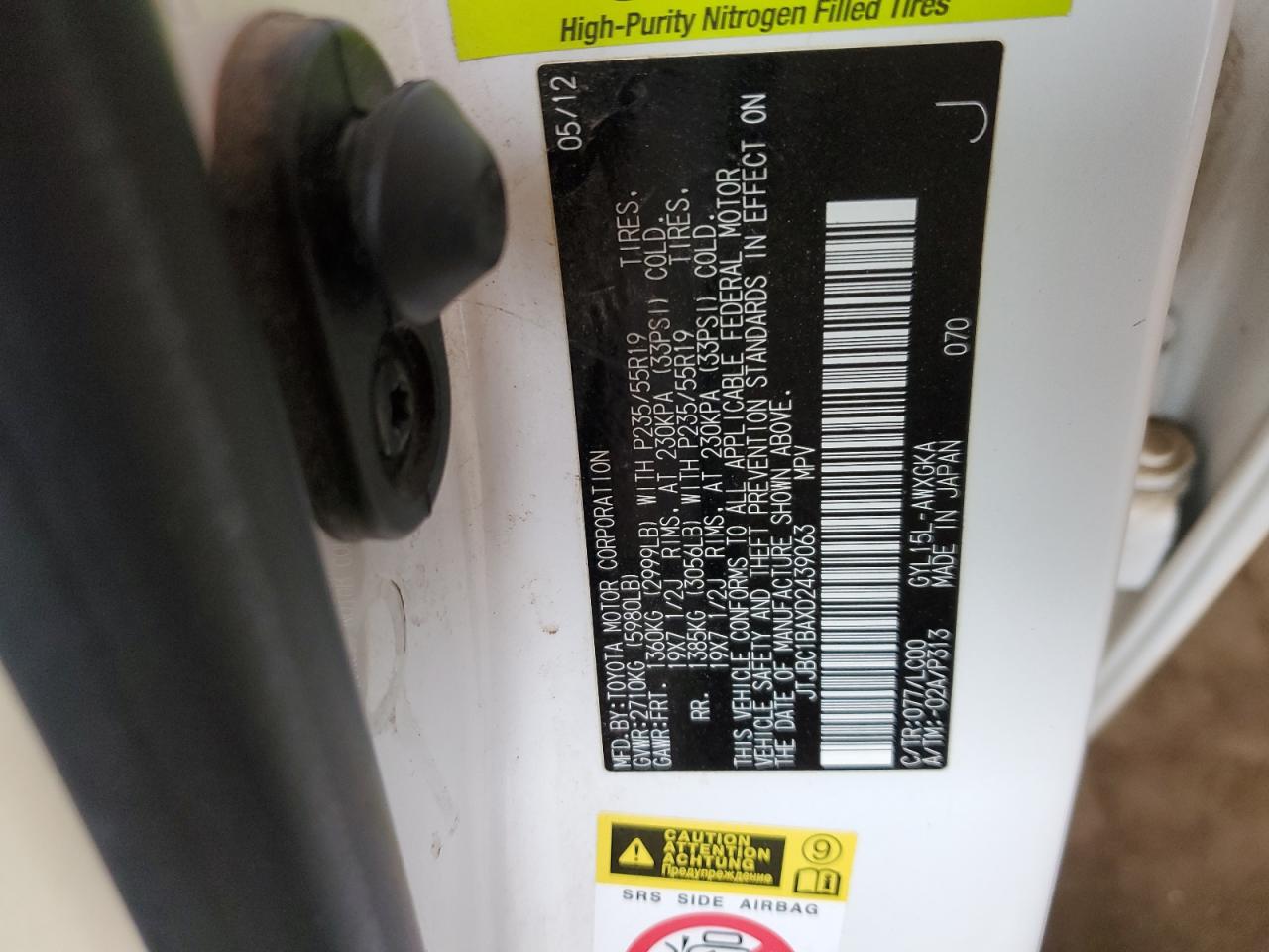 JTJBC1BAXD2439063 2013 Lexus Rx 450