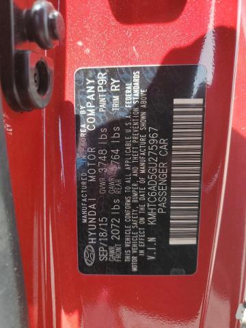 2016 HYUNDAI VELOSTER KMHTC6AD5GU275967