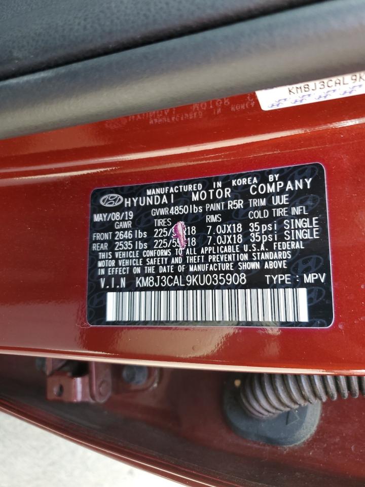 KM8J3CAL9KU035908 2019 Hyundai Tucson Limited