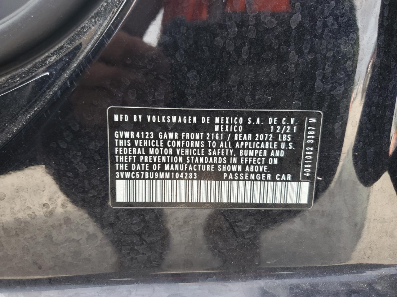 3VWC57BU9MM104283 2021 Volkswagen Jetta S