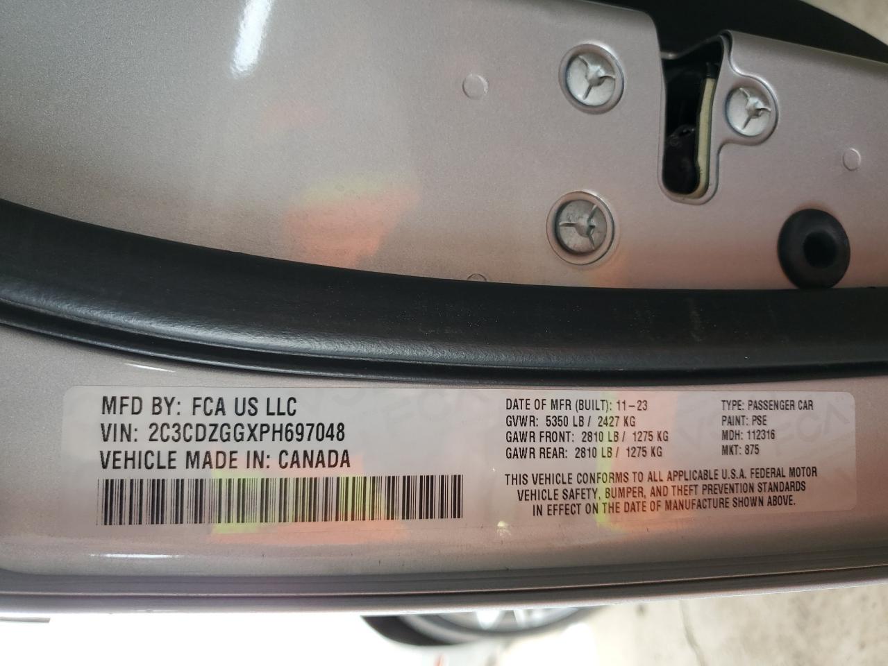 2C3CDZGGXPH697048 2023 Dodge Challenger Sxt