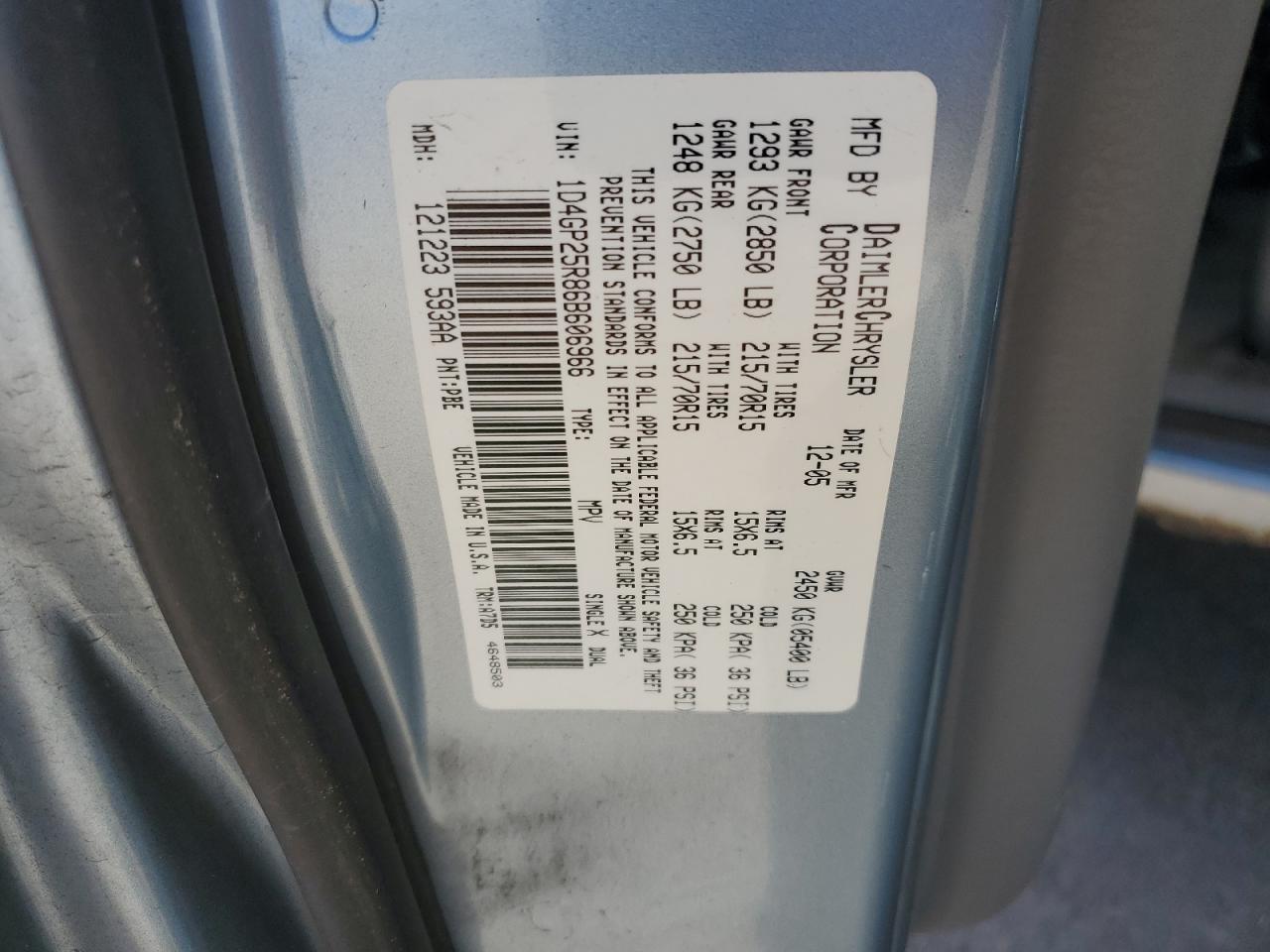 1D4GP25R86B606966 2006 Dodge Caravan Se