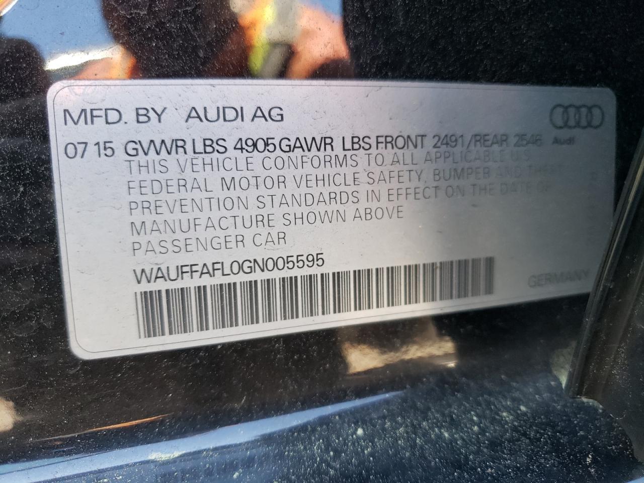 WAUFFAFL0GN005595 2016 Audi A4 Premium Plus S-Line