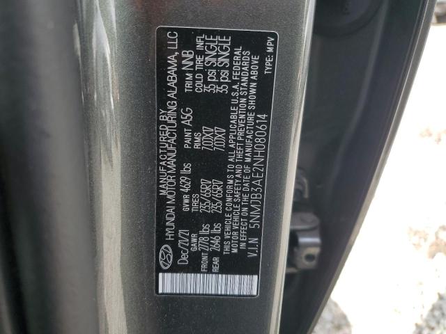 2022 Hyundai Tucson Sel VIN: 5NMJB3AE2NH080614 Lot: 59860854