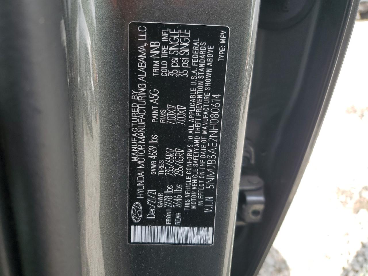 5NMJB3AE2NH080614 2022 Hyundai Tucson Sel