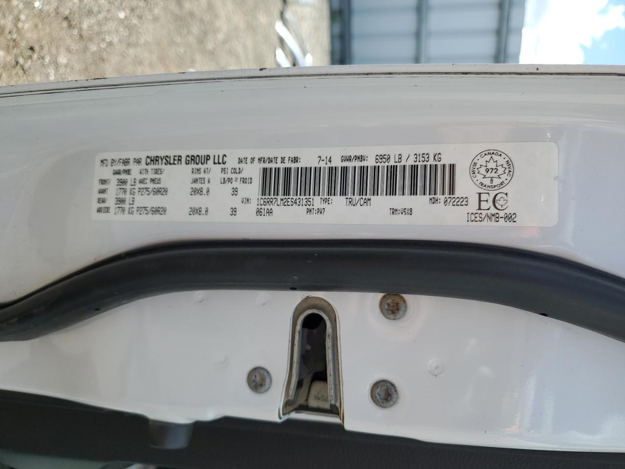 1C6RR7LM2ES431351 2014 Ram 1500 Slt