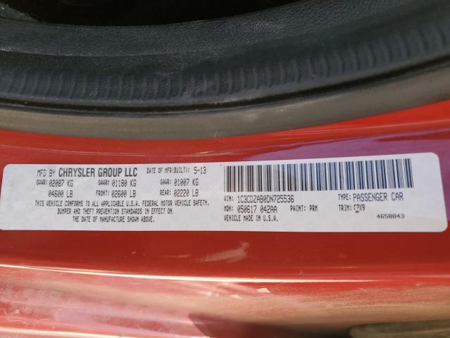 2013 Dodge Avenger Se VIN: 1C3CDZAB0DN725536 Lot: 59014114