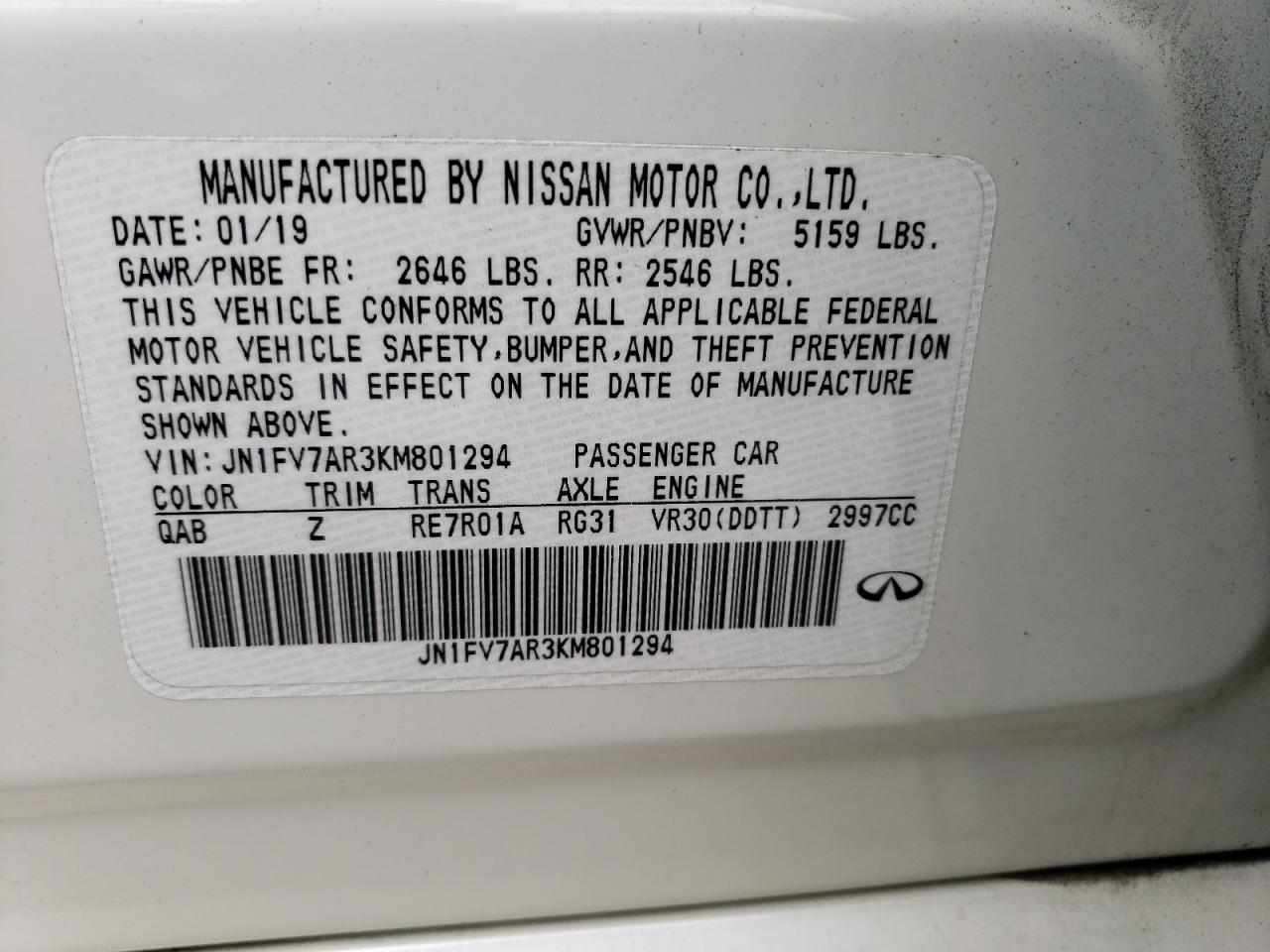 JN1FV7AR3KM801294 2019 Infiniti Q50 Red Sport 400