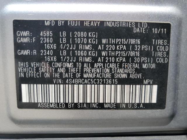 2012 Subaru Outback 2.5I VIN: 4S4BRCAC5C3213615 Lot: 59166224