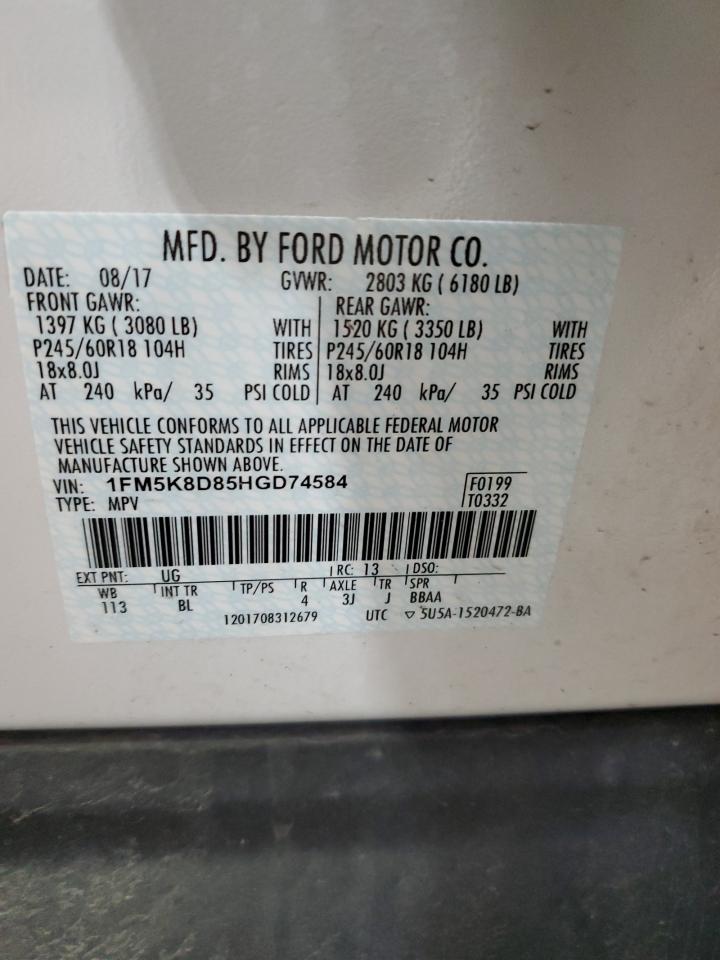 1FM5K8D85HGD74584 2017 Ford Explorer Xlt