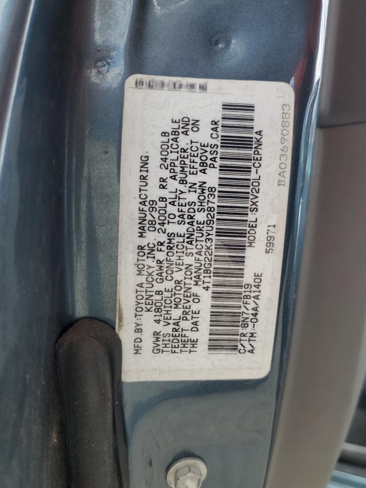 4T1BG22K3YU928738 2000 Toyota Camry Ce