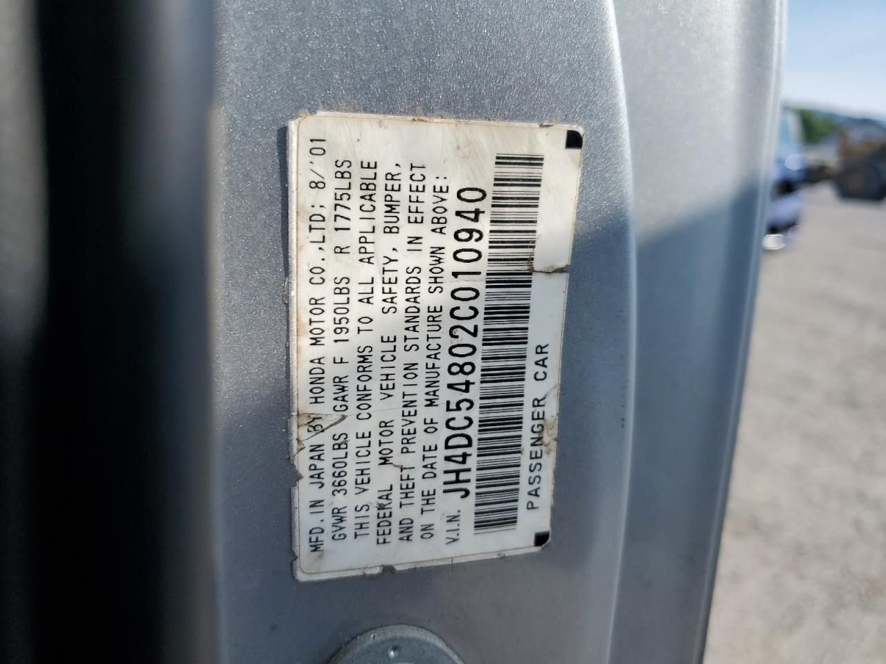 JH4DC54802C010940 2002 Acura Rsx