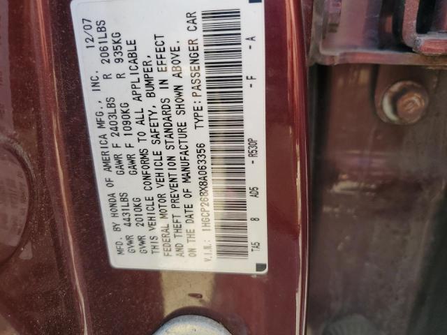 1HGCP268X8A063356 2008 Honda Accord Exl