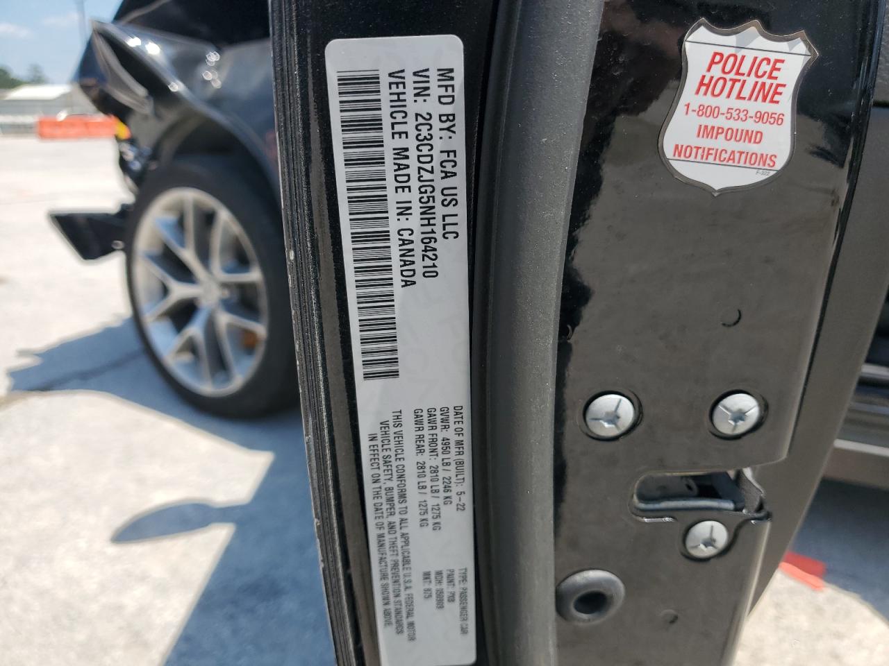 2C3CDZJG5NH164210 2022 Dodge Challenger Gt