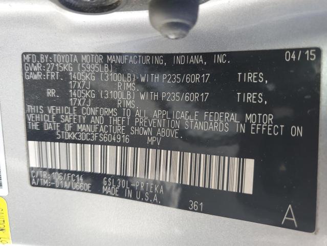 5TDKK3DC3FS604916 2015 TOYOTA SIENNA - Image 13