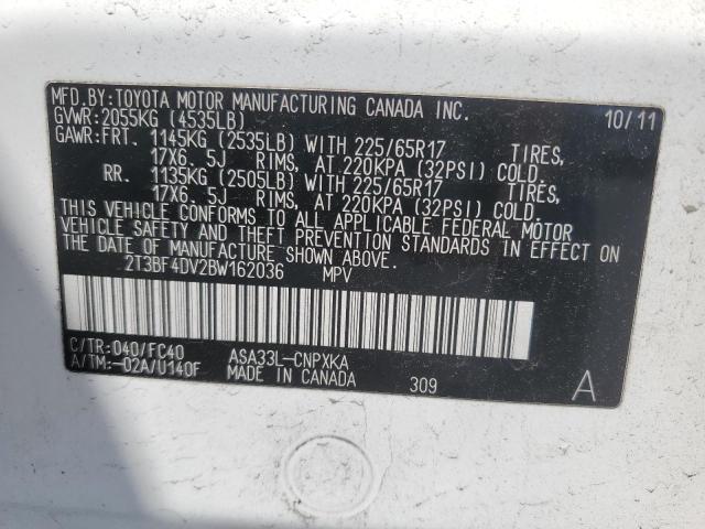 2011 Toyota Rav4 VIN: 2T3BF4DV2BW162036 Lot: 60730054