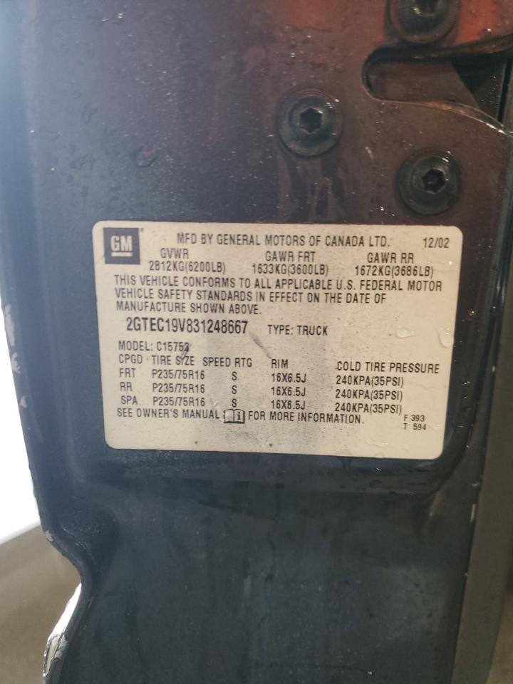 2GTEC19V831248667 2003 GMC New Sierra C1500