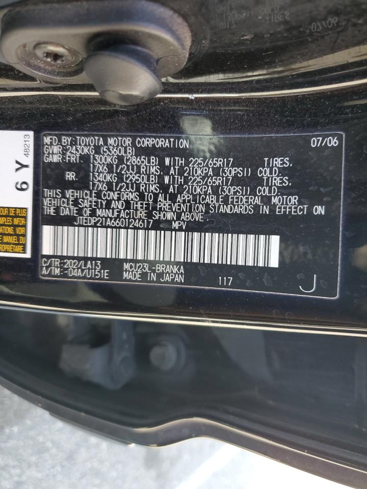 JTEDP21A660124617 2006 Toyota Highlander Limited