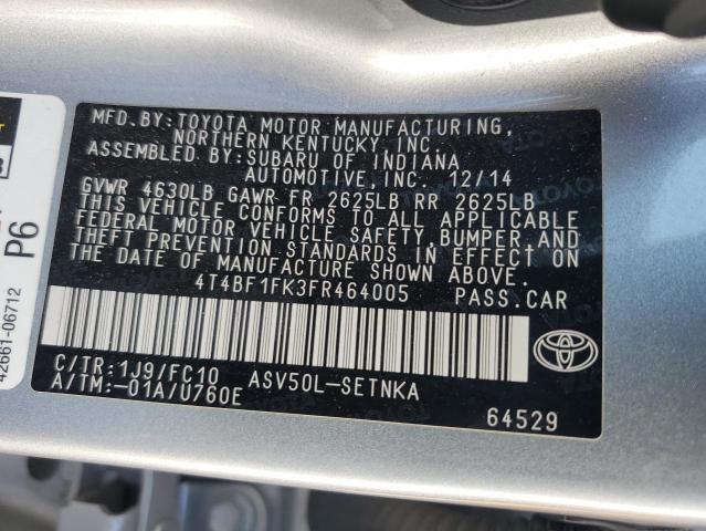 VIN 4T4BF1FK3FR464005 2015 Toyota Camry, LE no.12