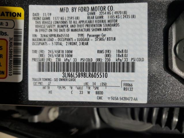 2020 Lincoln Mkz VIN: 3LN6L5B98LR605510 Lot: 60168544