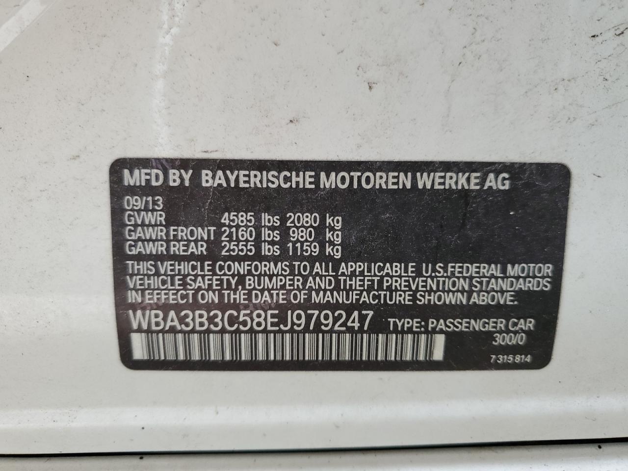 WBA3B3C58EJ979247 2014 BMW 328 Xi
