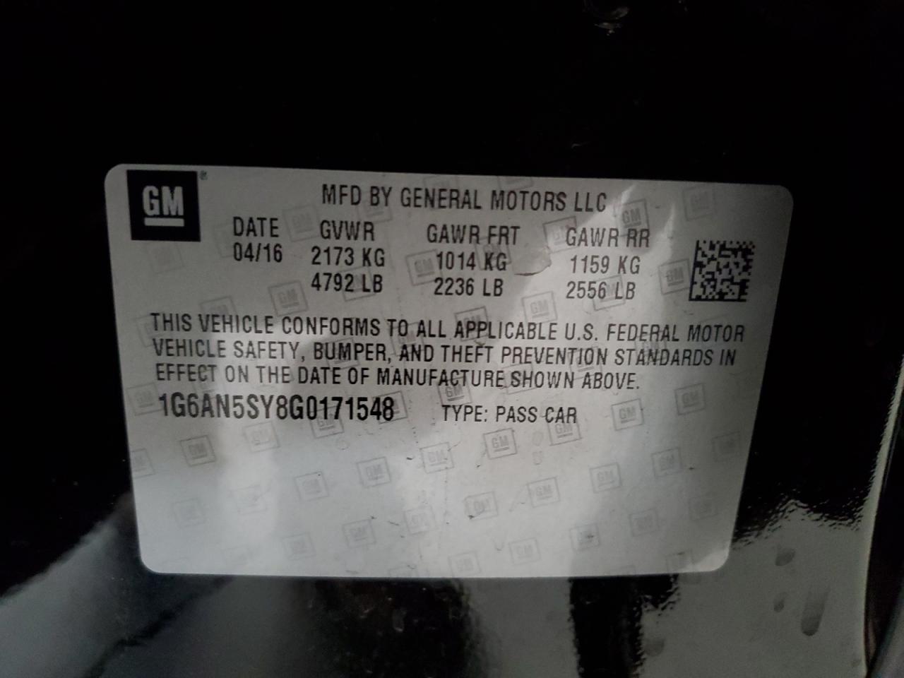 1G6AN5SY8G0171548 2016 Cadillac Ats-V