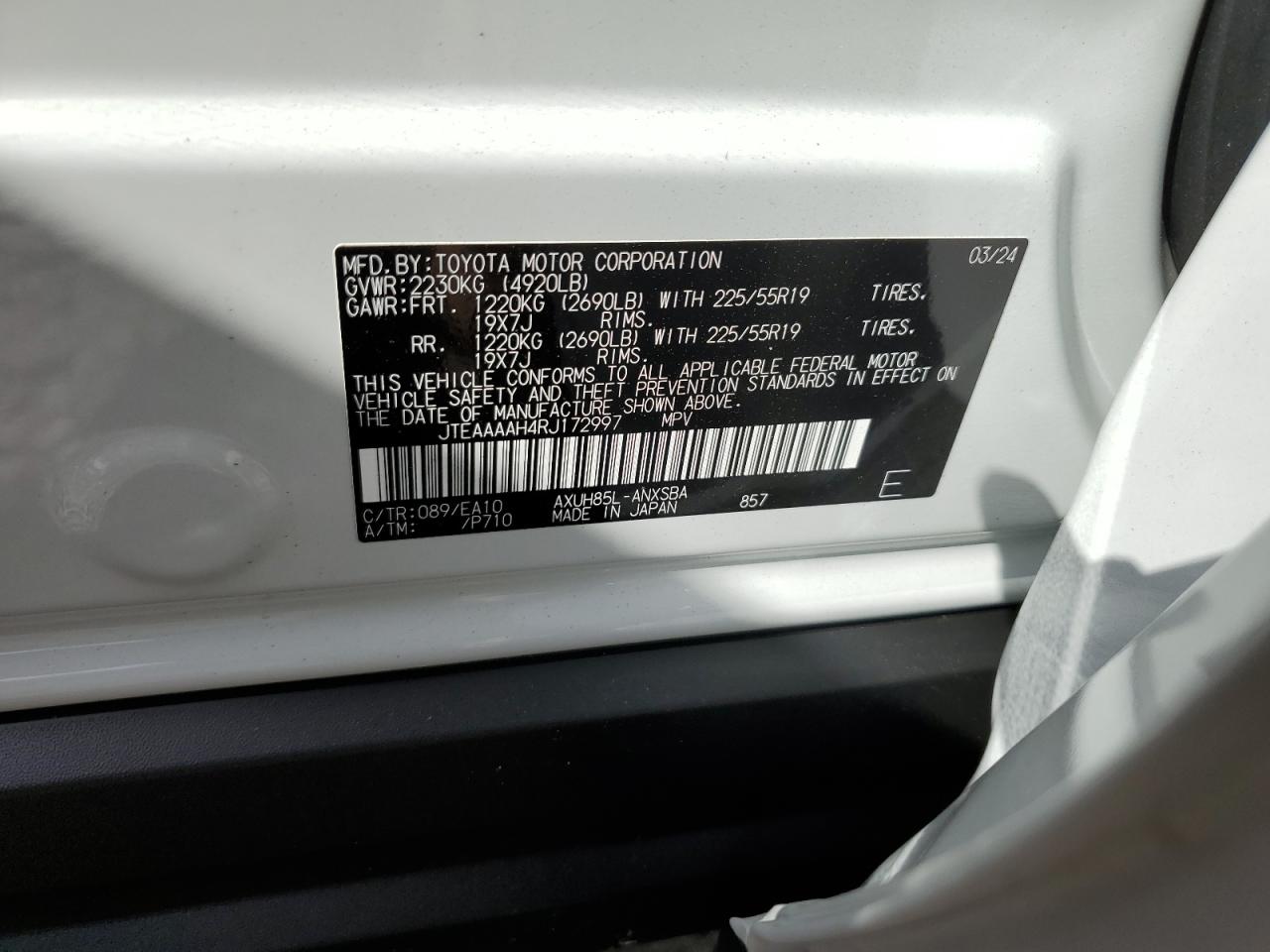 JTEAAAAH4RJ172997 2024 Toyota Venza Le
