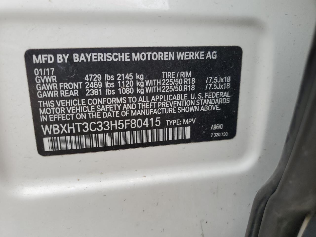 WBXHT3C33H5F80415 2017 BMW X1 xDrive28I