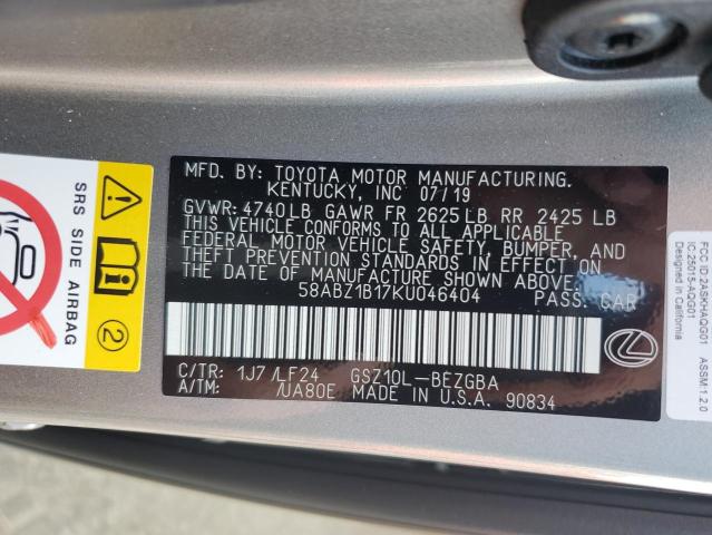 58ABZ1B17KU046404 2019 Lexus Es 350