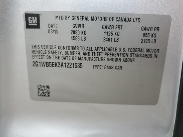 2010 Chevrolet Impala Lt VIN: 2G1WB5EK3A1221635 Lot: 60714994