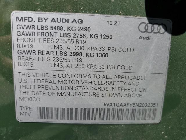 2022 Audi Q5 Premium 45 VIN: WA1GAAFY5N2032351 Lot: 61195624