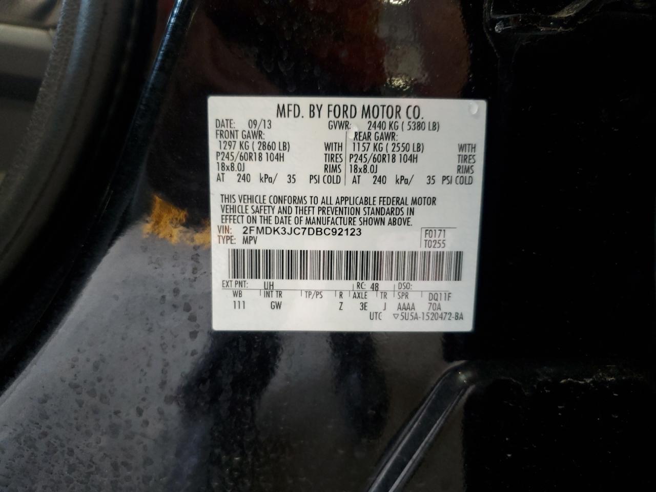 2FMDK3JC7DBC92123 2013 Ford Edge Sel