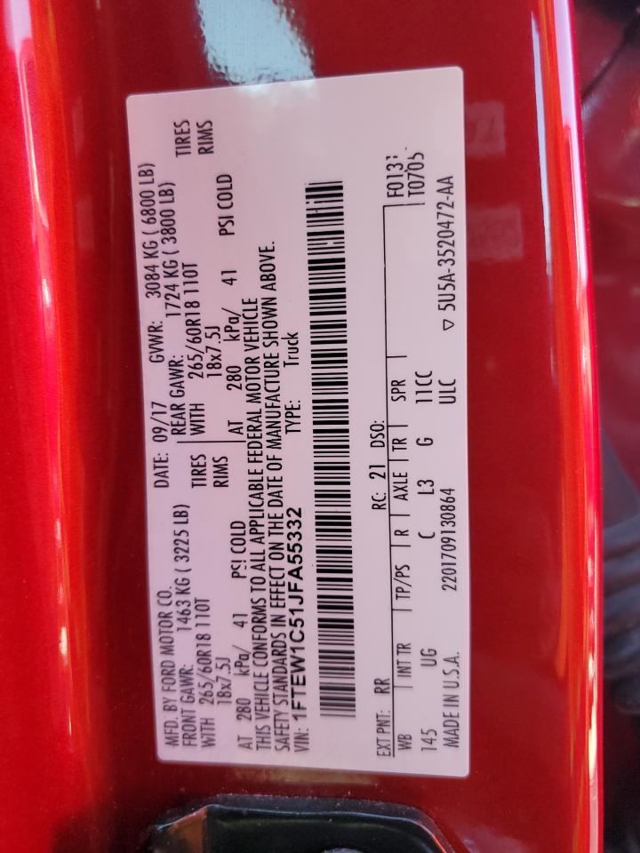 1FTEW1C51JFA55332 2018 Ford F150 Supercrew