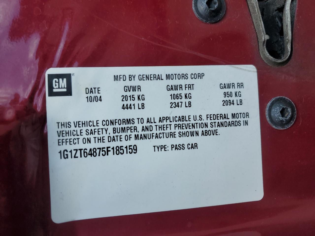 1G1ZT64875F185159 2005 Chevrolet Malibu Maxx Ls