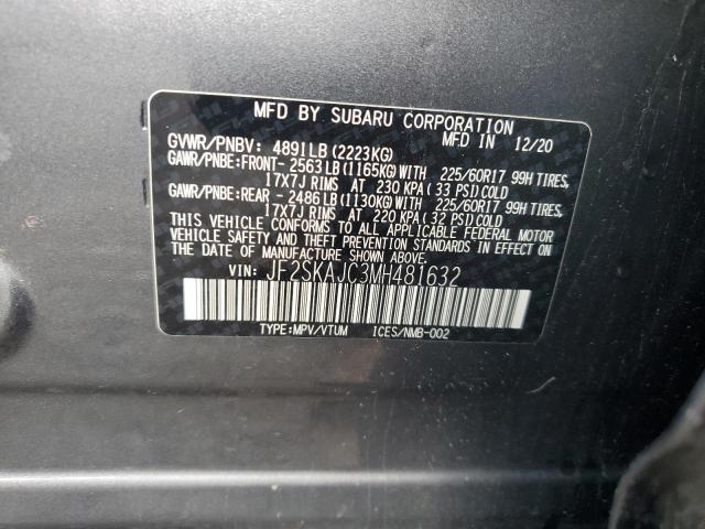 2021 Subaru Forester Premium VIN: JF2SKAJC3MH481632 Lot: 58015804