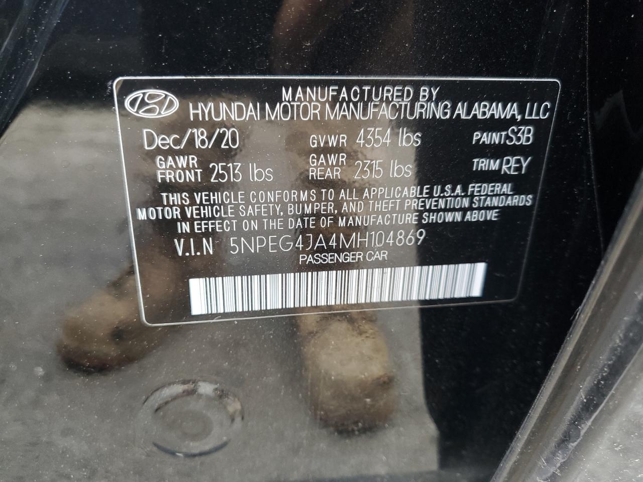 5NPEG4JA4MH104869 2021 Hyundai Sonata Se