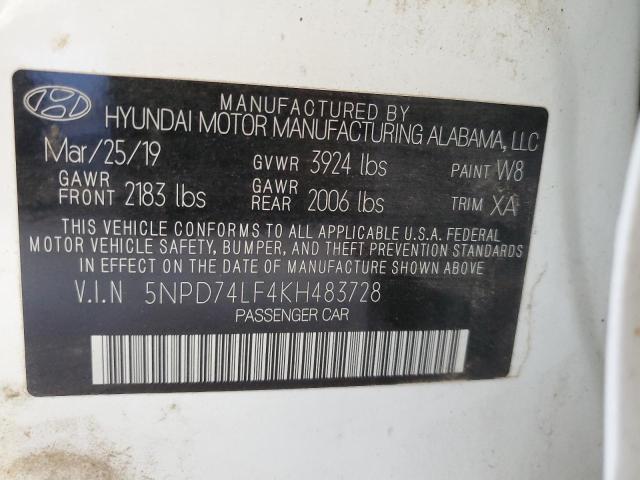 2019 HYUNDAI ELANTRA SE - 5NPD74LF4KH483728