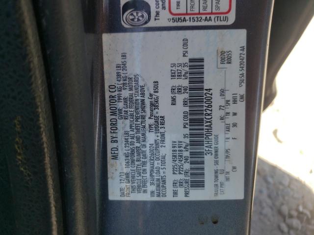 2012 Ford Fusion Se VIN: 3FAHP0HAXCR260024 Lot: 57084804