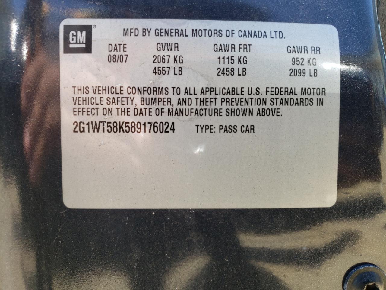 2G1WT58K589176024 2008 Chevrolet Impala Lt