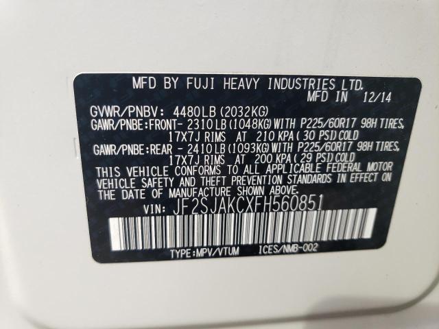2015 Subaru Forester 2.5I Limited VIN: JF2SJAKCXFH560851 Lot: 59450594