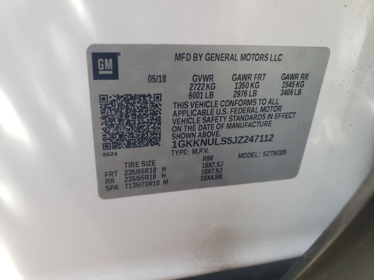 1GKKNULS5JZ247112 2018 GMC Acadia Slt-1