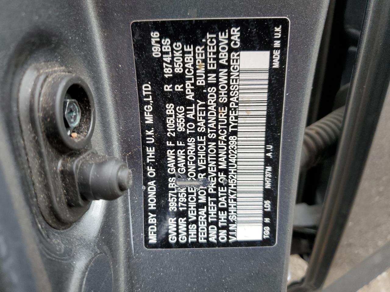 SHHFK7H52HU402398 2017 Honda Civic Ex SHHFK7H52HU402398 2017 Honda Civic Ex