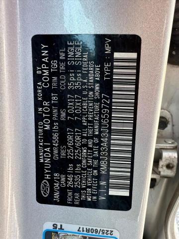 2018 Hyundai Tucson Sel VIN: KM8J33A43JU659727 Lot: 60209154