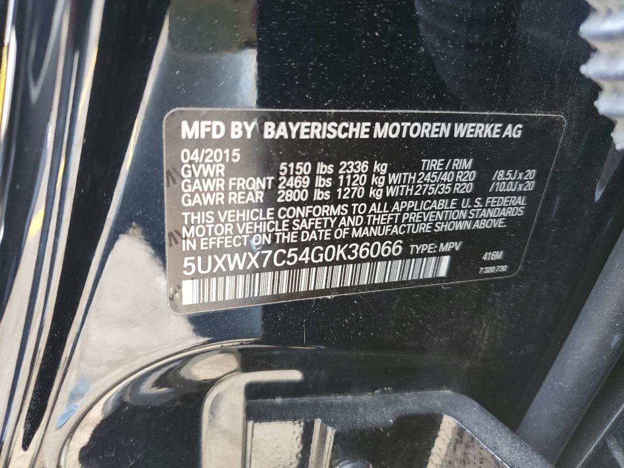 5UXWX7C54G0K36066 2016 BMW X3 xDrive35I