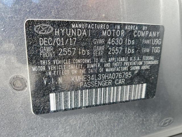 2017 Hyundai Sonata Hybrid VIN: KMHE34L39HA076795 Lot: 59143324