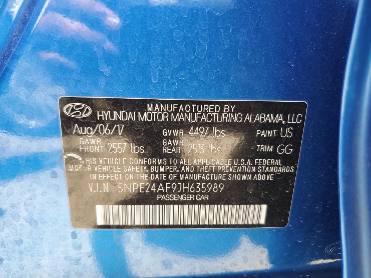 5NPE24AF9JH635989 2018 Hyundai Sonata Se