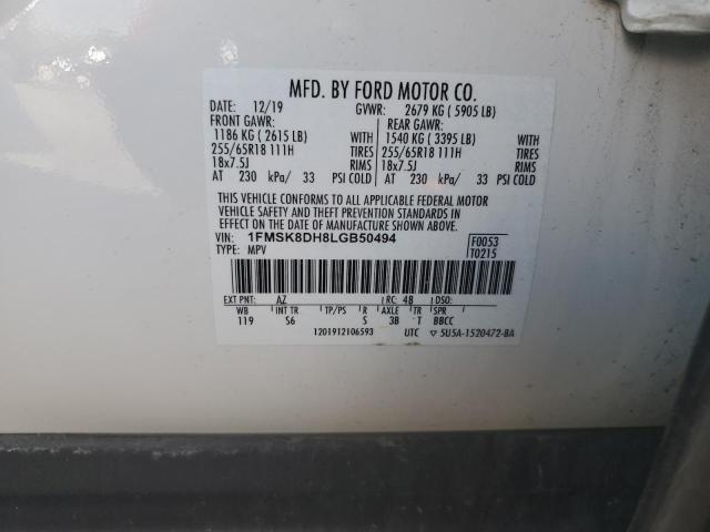 2020 Ford Explorer Xlt VIN: 1FMSK8DH8LGB50494 Lot: 60729574