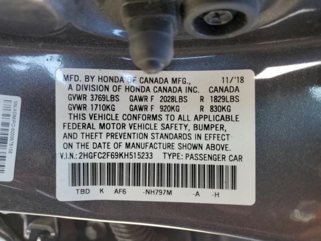 2HGFC2F69KH515233 2019 HONDA CIVIC - Image 12