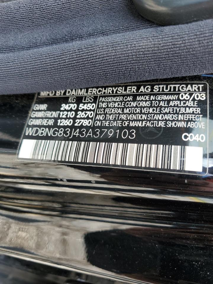 WDBNG83J43A379103 2003 Mercedes-Benz S 430 4Matic